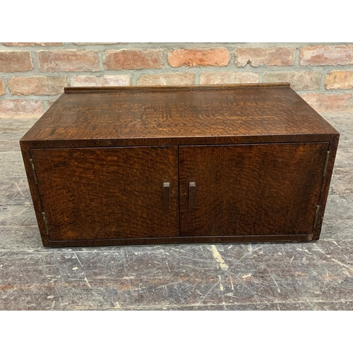 2289 - Large wooden Collectors coin or specimen cabinet with original brass handles. W 56cm x D 31cm x H 24... 