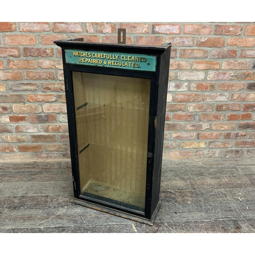 1289 - Large glass fronted watches advertising shop front cabinet. 