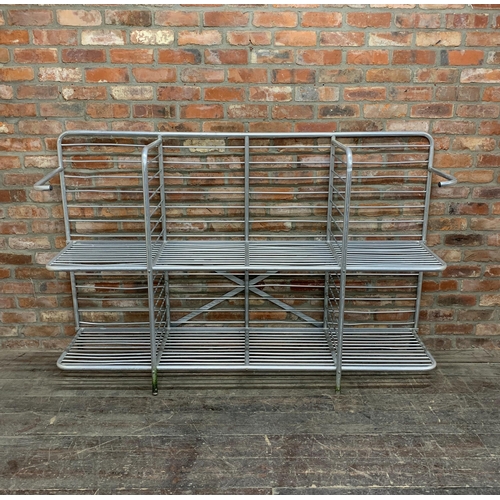 1015 - Very large aluminium industrial style racking unit. W 200cm x H 130 x D 150cm.