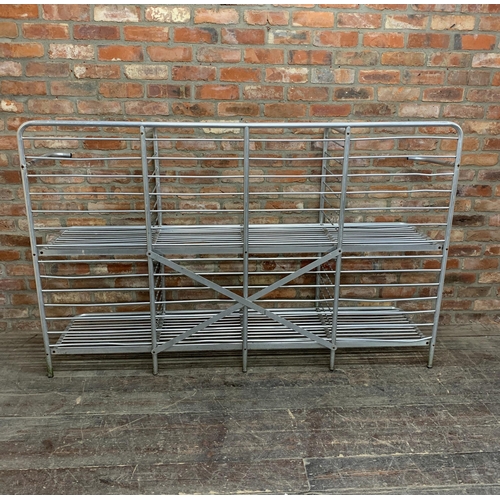 1015 - Very large aluminium industrial style racking unit. W 200cm x H 130 x D 150cm.