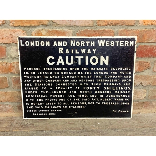 380 - Victorian Cast Iron London & North Western Railway Caution Sign. 65cm x 48cm.