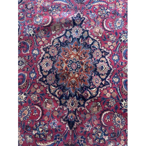 1428 - Good thick pile Persian Mahal carpet, traditional floral design on blue ground, 320 x 215cm