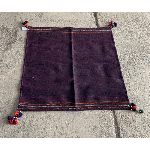 1438 - Unusual South West Persian Qahgai Kilim, purple ground with colourful tassels, 130 x130cm