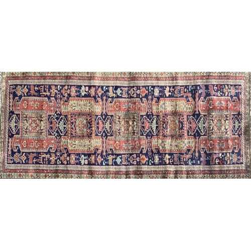 1439 - Good Quality North West Persian Bidjar runner, bespoke five medallion design on blue ground, 330 x 1... 