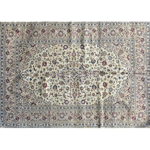 1440 - Exceptional Persian Kashan carpet, scrolled foliage on cream ground, 300 x 200cm