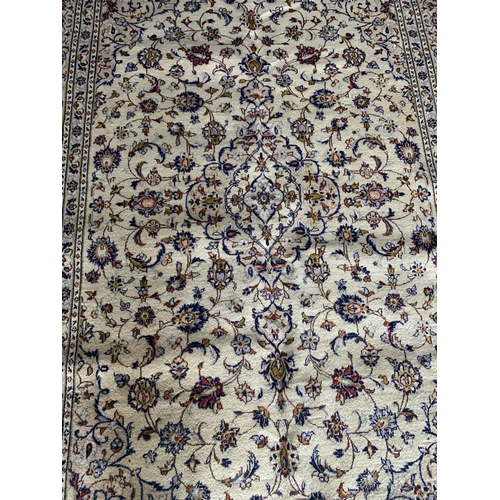 1440 - Exceptional Persian Kashan carpet, scrolled foliage on cream ground, 300 x 200cm