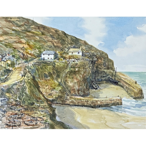 1385 - Francis Hewlett (1930-2012) - 'Old St Agnes Harbour', signed and dated '02, watercolour, 28 x 36cm, ... 