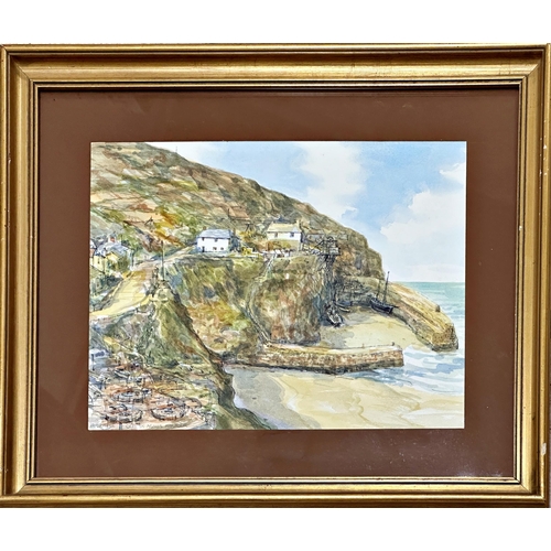 1385 - Francis Hewlett (1930-2012) - 'Old St Agnes Harbour', signed and dated '02, watercolour, 28 x 36cm, ... 