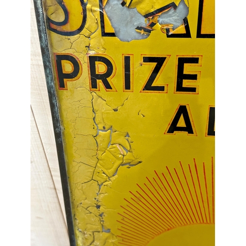 389 - Advertising - 'Starkey's Prize Medal Ales' glass sign with galvanised backing, 52 x 30cm (af)