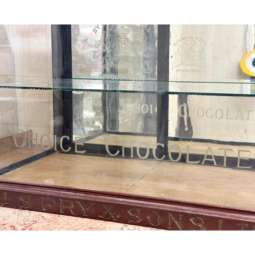 392 - Advertising - antique Fry's Choice Chocolate confectionary cabinet, with original acid etched glass ... 