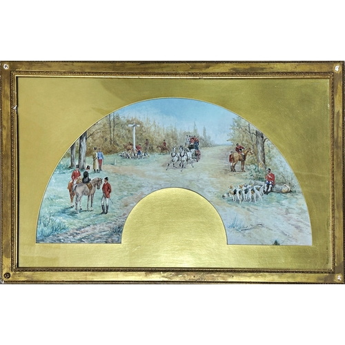 1372 - Albert Willms (19th/20th century, French) - 'Coaching and Hunting', signed, inscribed Pelter/Sand ga... 