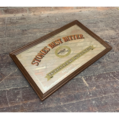 377 - Large Breweriana William Stones Ale Glass Advertising Mirror. 68cm x 43cm.