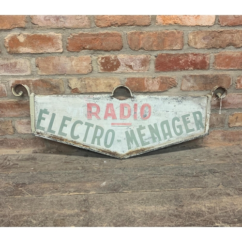 396 - Vintage French Metal & Cast Iron Framed Radio Advertising Sign. L 90cm