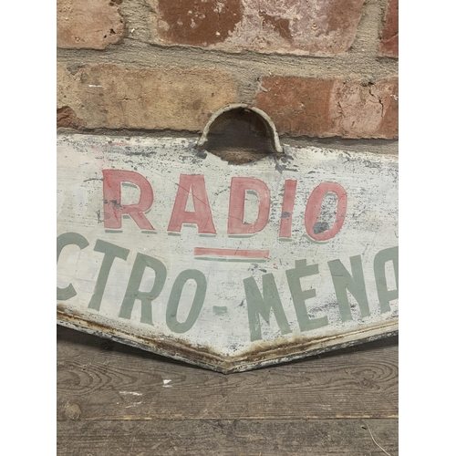 396 - Vintage French Metal & Cast Iron Framed Radio Advertising Sign. L 90cm