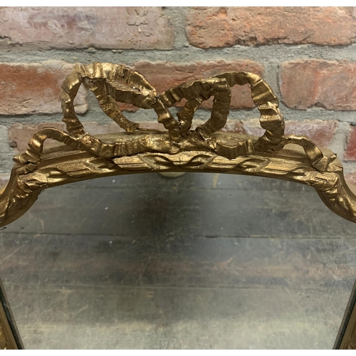 1336 - Antique Style Gold Three Panelled Dressing Table Mirror. 95cm x 60cm.