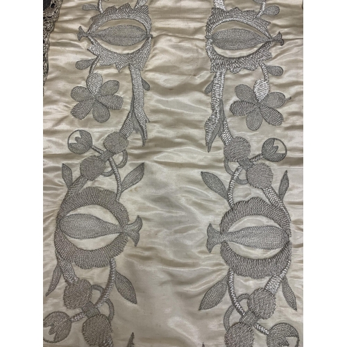 1423 - Orthodox Church Silk And Silver Thread Altar Cloth. 140cm x 35cm.