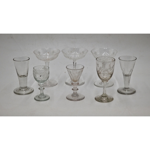 2241 - Collection of assorted glasses to include mainly toasting and cocktail glasses with some period exam... 