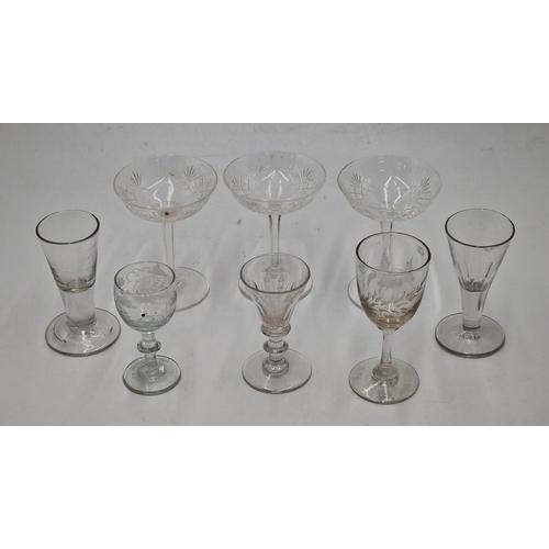 2241 - Collection of assorted glasses to include mainly toasting and cocktail glasses with some period exam... 