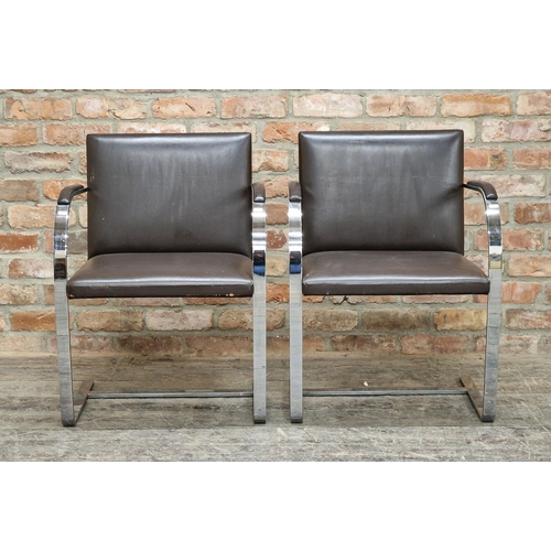 1149 - Pair of vintage chrome and leather armchairs, H 79cm (2)