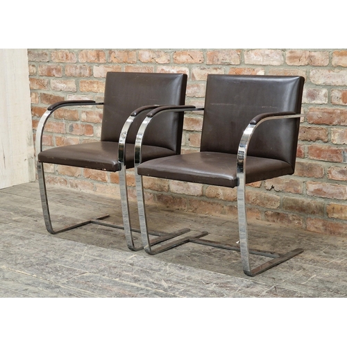 1149 - Pair of vintage chrome and leather armchairs, H 79cm (2)