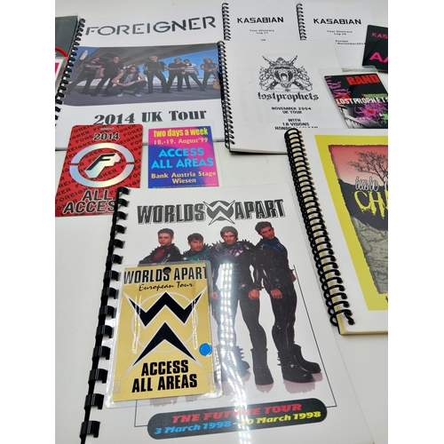 40 - A collection of tour itineraries consisting of:-  Foreigner, 2014, UK tour, with laminate pass.: Wor... 