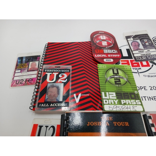 55 - Tour itineraries for U2, including :- The Joshua Tree Tour, Europe, 1987. with 2 laminated passes. :... 