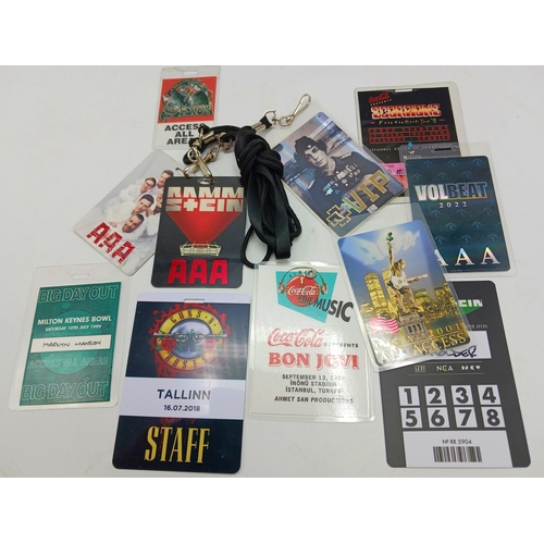 62 - Collection of various laminate passes including 1 Rammstein venue pass (Russia?)  with 3 Rammstein v... 