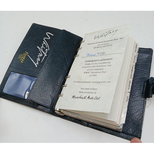 67 - Whitney Houston, Moment of Truth European tour 1988.  Leather Filofax, crew gift item.  Personalised... 