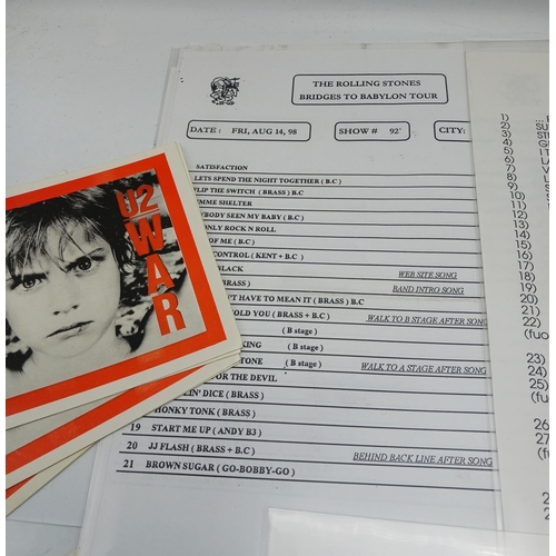 77 - Collection of concert set lists including:- 4 Rolling Stones, Voodoo Lounge tour concerts, 1995;  4 ... 