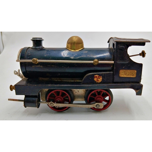 366 - Early Hornby clockwork Locomotive train with carriages. Produced by Mecanno and held within original... 