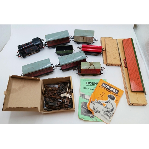 370 - Collection Of Hornby Clockwork Trains, Carriages, Track & Accessorys To Include 3 82011 Locomotive E... 