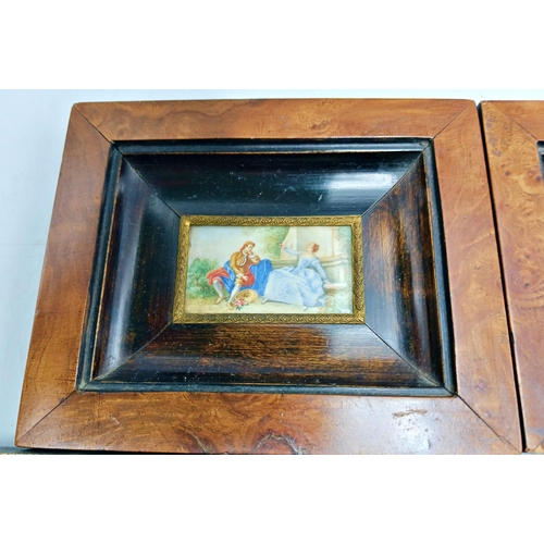 1370 - Pair Of Framed Regency Miniature Watercolours With Three Antique Military Prints (5)