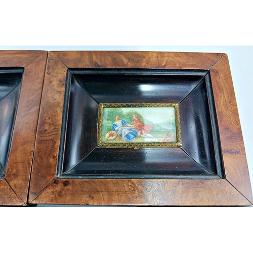 1370 - Pair Of Framed Regency Miniature Watercolours With Three Antique Military Prints (5)