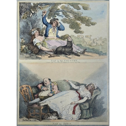 1391 - Thomas Rowlandson (1756-1827) - 'Nap in the Country' and 'Nap in the Town', hand colour engravings, ... 