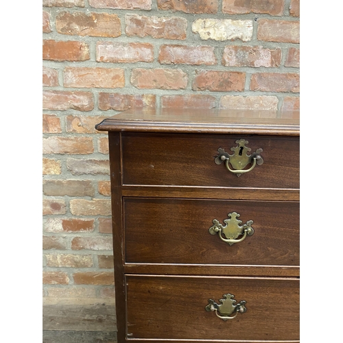 1259 - George III mahogany chest of drawers, two short over three long drawers, H 93cm x W 99cm x D 51cm