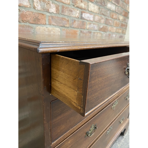 1259 - George III mahogany chest of drawers, two short over three long drawers, H 93cm x W 99cm x D 51cm