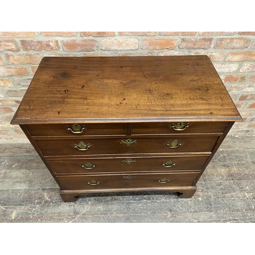 1259 - George III mahogany chest of drawers, two short over three long drawers, H 93cm x W 99cm x D 51cm