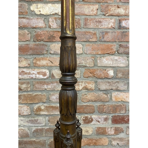 1261 - Good late 19th century aesthetic period gilt wood and gesso standard lamp, H 160cm