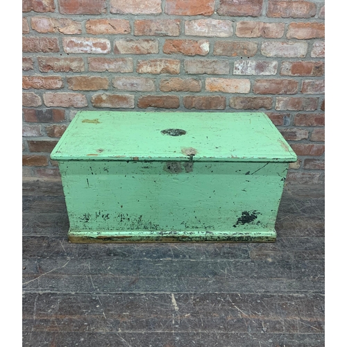 1343 - Georgian painted pine blanket box with brass plaque inscribed 'John Hatton Esq', H 46cm x W 95c x D ... 