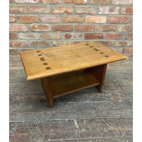 1153 - Arts and Crafts Cotswold School oak occasional table with chamfered top and exposed tenon joints, H ... 