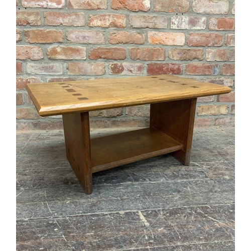 1153 - Arts and Crafts Cotswold School oak occasional table with chamfered top and exposed tenon joints, H ... 