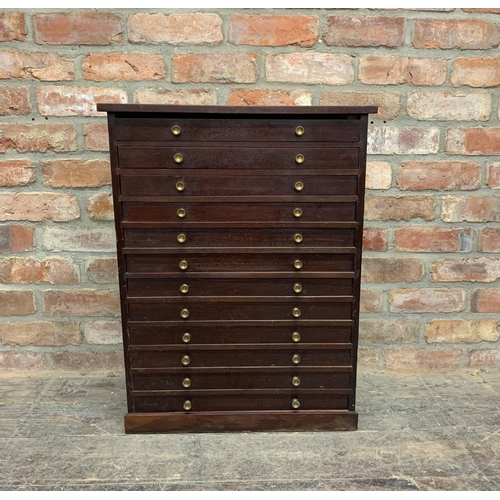 1347 - Good 19th century mahogany collectors specimen cabinet, fitted twelve drawers, H 75cm x W 57cm