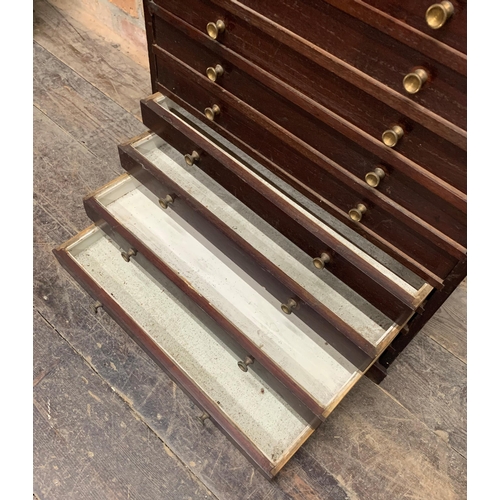 1347 - Good 19th century mahogany collectors specimen cabinet, fitted twelve drawers, H 75cm x W 57cm