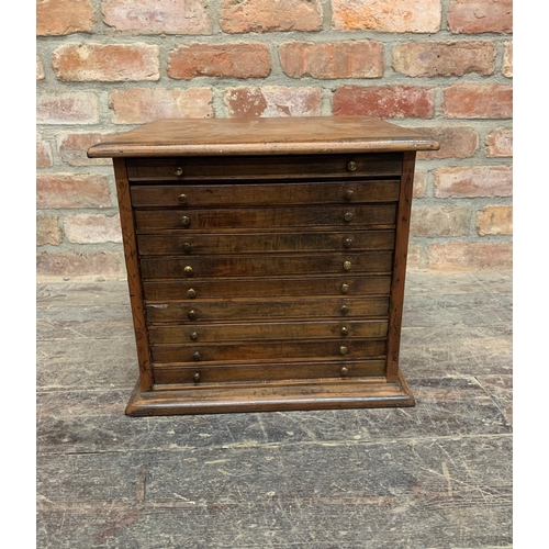 1349 - Good antique walnut table top collectors specimen cabinet, H 38cm x W 41cm