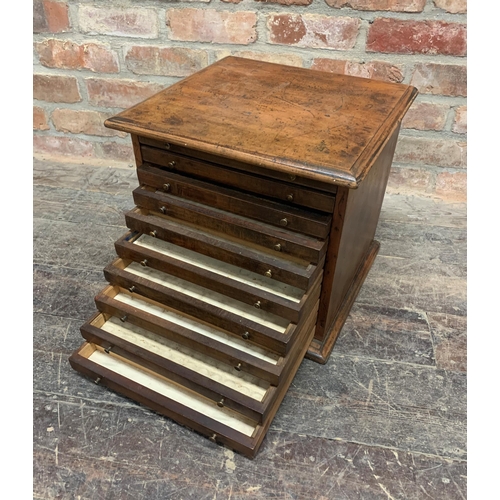 1349 - Good antique walnut table top collectors specimen cabinet, H 38cm x W 41cm