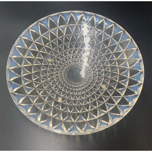 2238 - Large Lalique Clear Glass Bowl With Geometric Triangular Design. Signed To Base. D 31cm x H 6cm.