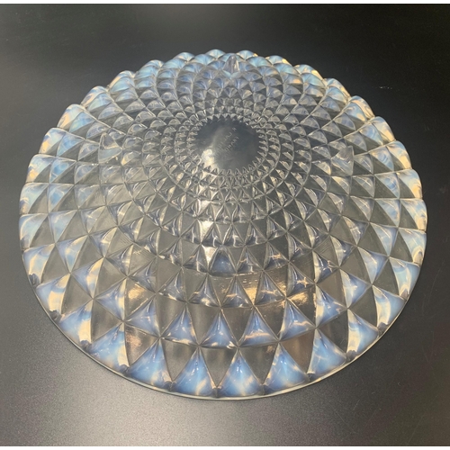 2238 - Large Lalique Clear Glass Bowl With Geometric Triangular Design. Signed To Base. D 31cm x H 6cm.