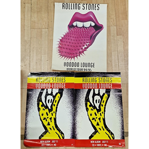 120 - Rolling Stones Voodoo Lounge World Tour 94/95 advertising poster, H 80cm x W 60cm, together with two... 