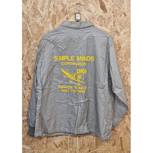 32 - Simple Minds Copenhagen 1989 Tour Crew Jacket. Size M.
