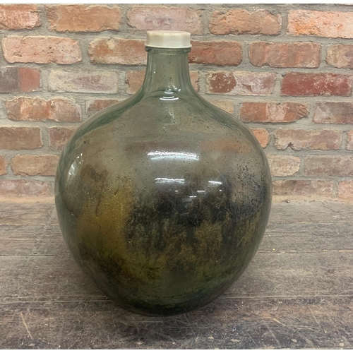 1028 - Vintage glass carboy terrarium, 55cm high